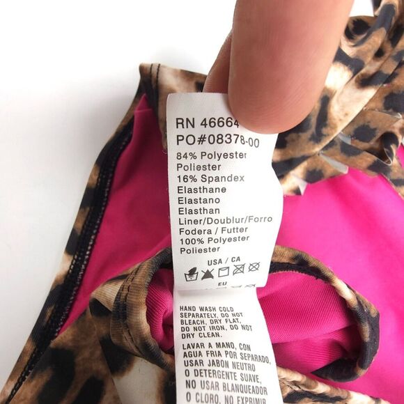 VINTAGE 90s Guess Strappy Halter Neck One Piece Swimsuit Cheetah Print Y2k Brown - Picture 9 of 9